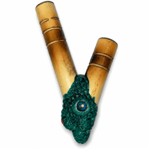 Bamboo Kuripe with Sculpted Protective Eye & Huayruro
