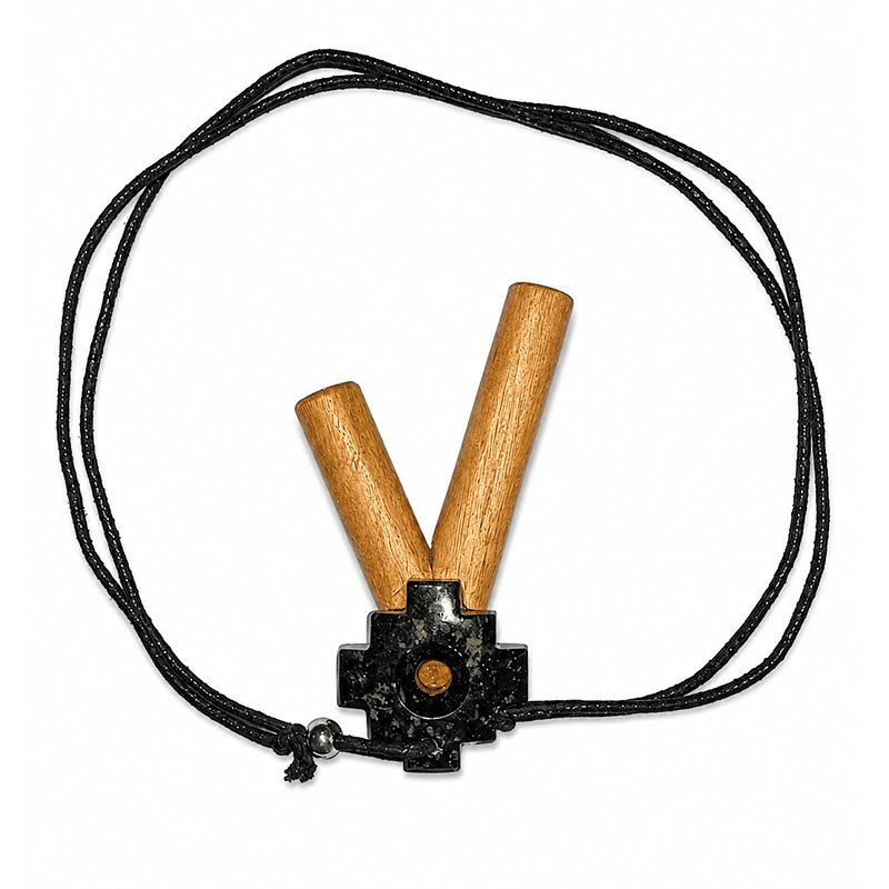 Palo Santo Wood Kuripe Necklace with Serpentine Stone Chakana