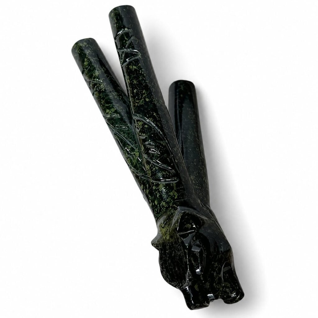 Double Serpentine Stone Kuripe with Jaguar Head