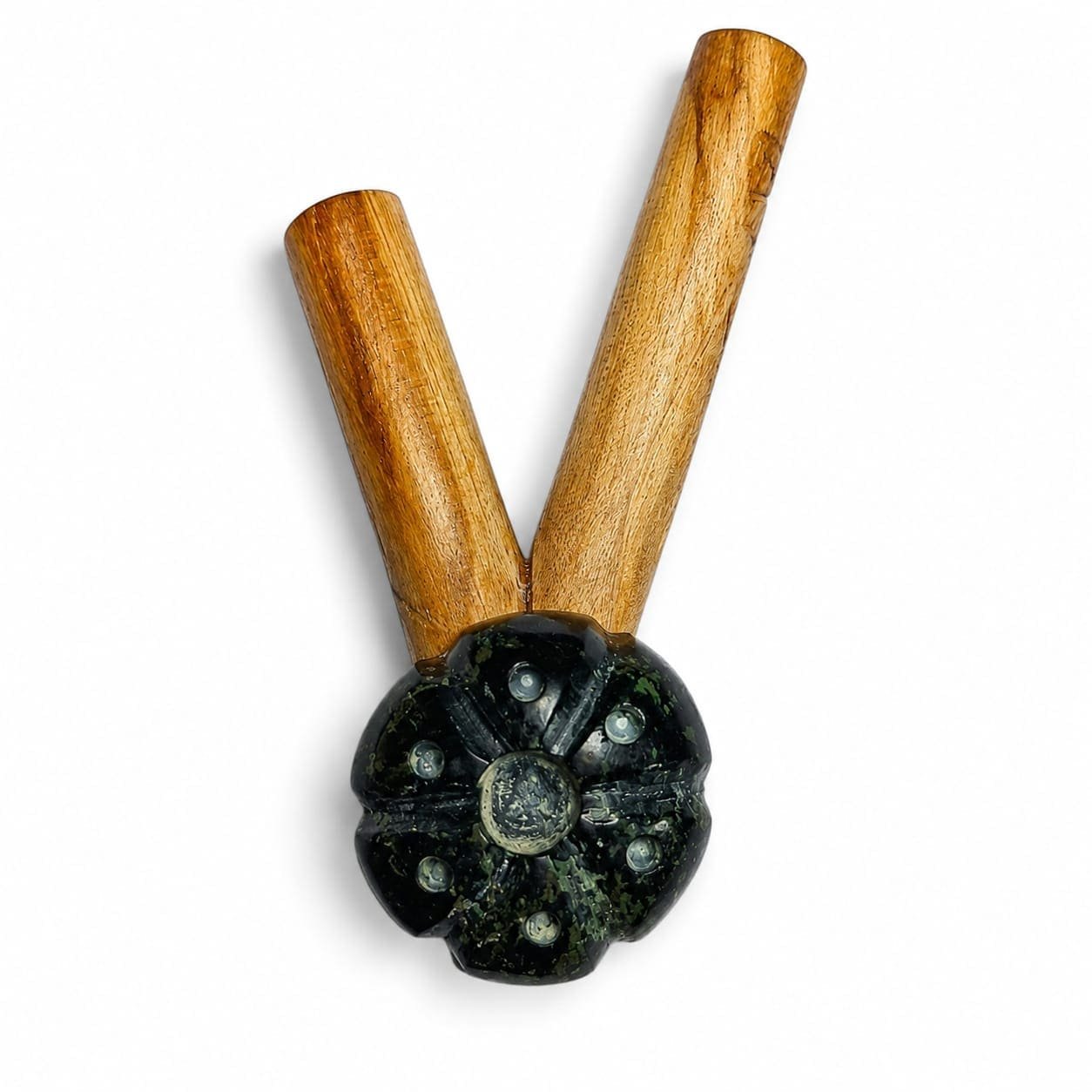 Chonta Wood Kuripe with Serpentine Stone Peyote Flower