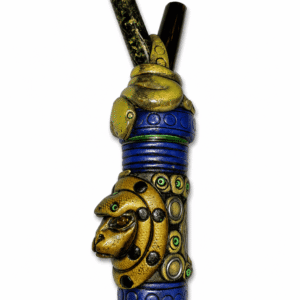 Hand-Sculpted Serpentine Stone Kuripe Set with Serpent & Jaguar Rapé Holder