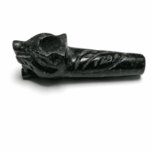 Hand-Carved Serpentine Stone Jaguar Smoking Pipe