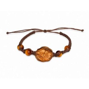 Handcrafted Ayahuasca Vine & Tiger's Eye Bracelet – Brown Cord