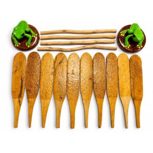Authentic Matsés Tribe Kambo Stick with Natural Tamshi Vine – Double-Sided Paddle 10-Pack