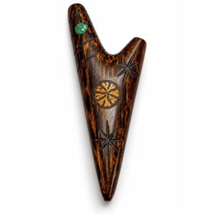 Single-Piece Monoblock Chonta Wood Kuripe – Ayahuasca Vine Slice, Turquoise & Carved Stars
