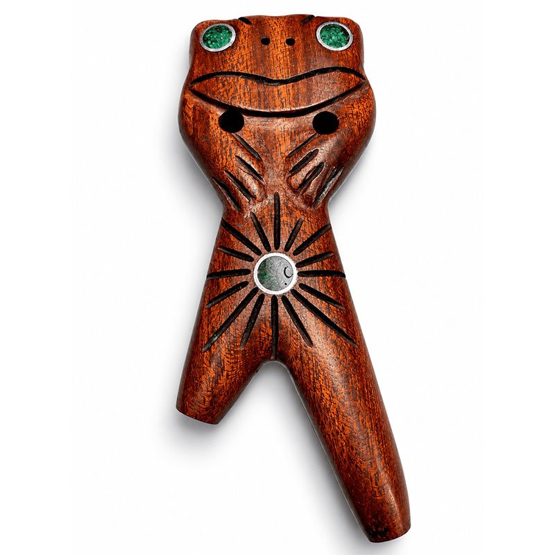 Handcrafted Kambo Frog Palo Sangre Kuripe – Turquoise Eyes & Sun Inlay