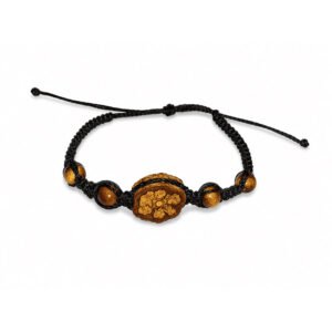 Handcrafted Ayahuasca Vine Bracelet with Amber-Tone Beads – Black Cord